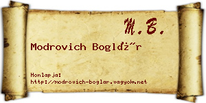 Modrovich Boglár névjegykártya